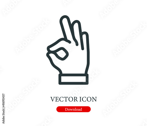 Ok vector icon. Editable stroke. Symbol in Line Art Style for Design, Presentation, Website or Apps Elements, Logo. Pixel vector graphics - Vector