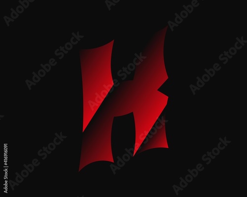 K vector horror, scary letter. Insane fear brutal font . For criminal or crime, horror dark night, wicked terrible design and more