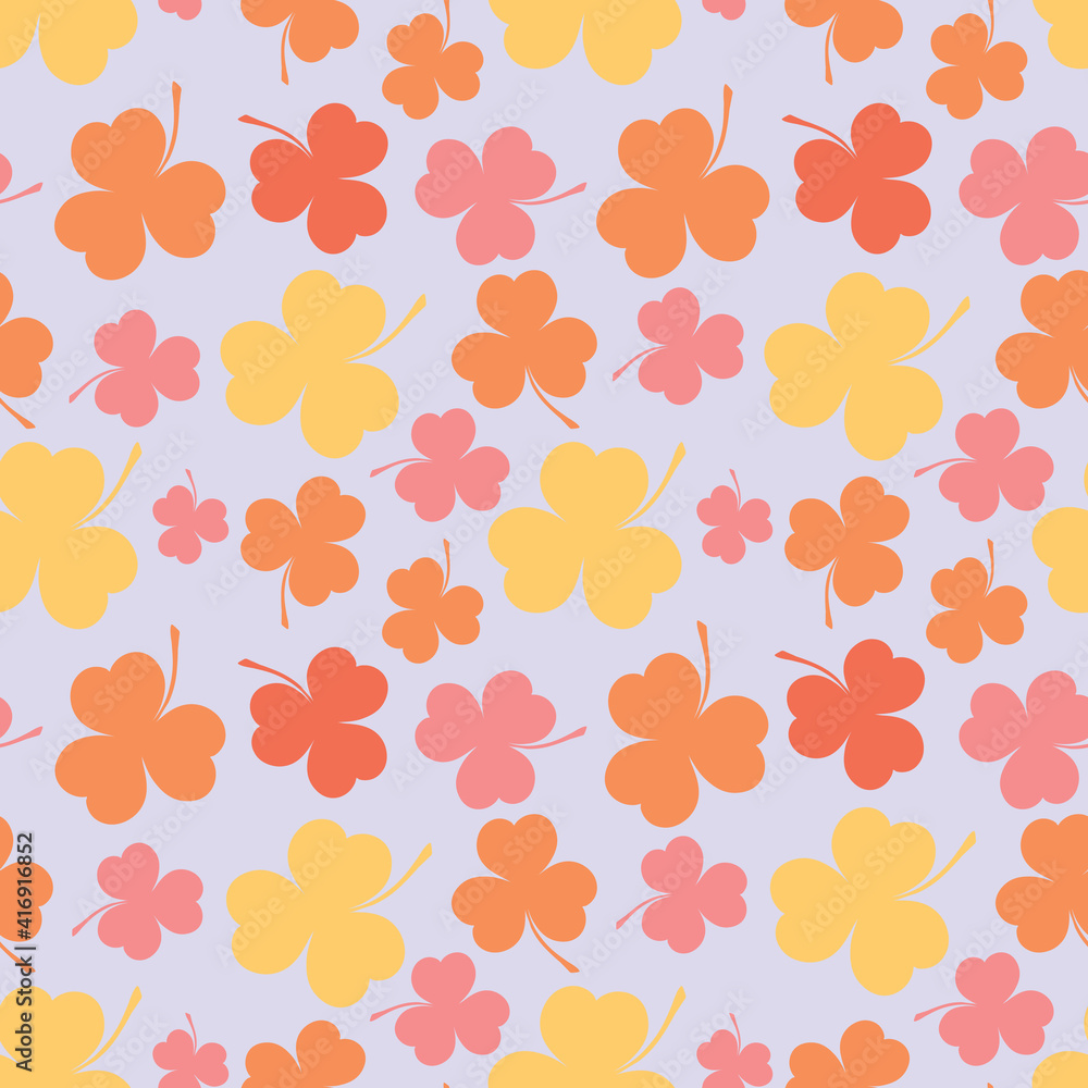 Colorful background of clover leaves. Suitable for Saint Patrick's Day, nature concept, and other.