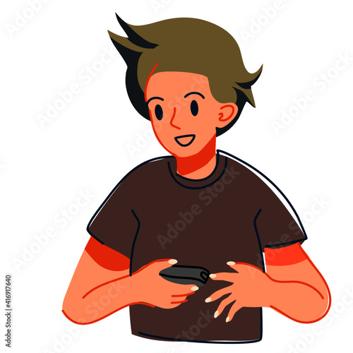 Cute Boy Using Nail Cutter Clipping His Fingernails cartoon flat isolate lifestyle vector