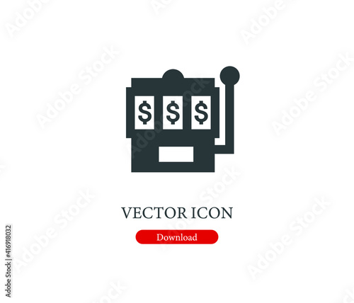Slotmachine vector icon.  Editable stroke. Symbol in Line Art Style for Design, Presentation, Website or Apps Elements, Logo. Pixel vector graphics - Vector