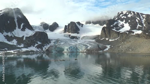 Spitsbergen. Norway. Svalbard. Panorama of mountains and glaciers. Global warming. photo