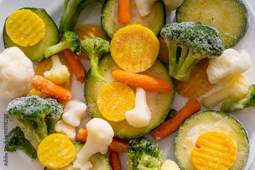 Frozen vegetables. Carrots  cabbage  broccoli  cauliflower  zucchini. 