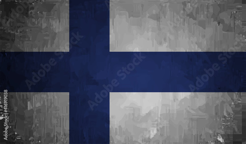 Finland grunge, old, scratched style flag