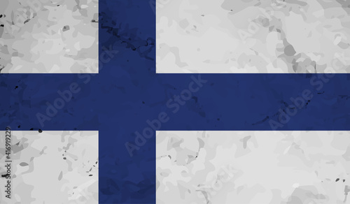 Finland grunge, old, scratched style flag