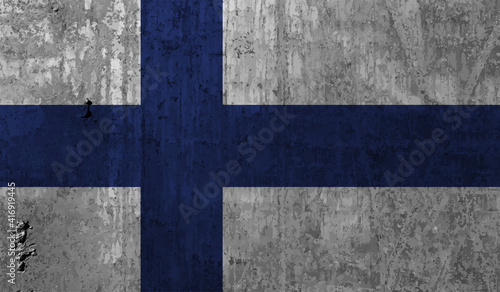 Finland grunge, old, scratched style flag