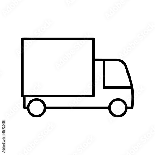 Truck flat icon. Pictogram for web. Line stroke. Isolated on white background. Vector eps10