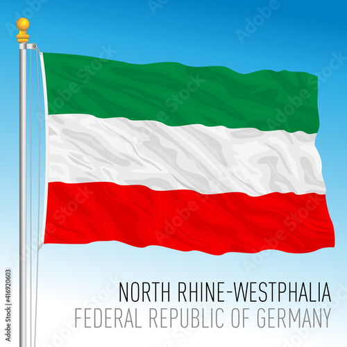 North Rhine Westphalia lander flag, federal state of Germany, europe, vector illustration