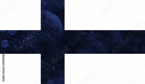 Finland grunge, old, scratched style flag