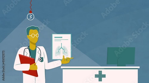 the doctor in the medical office tells information about the disease