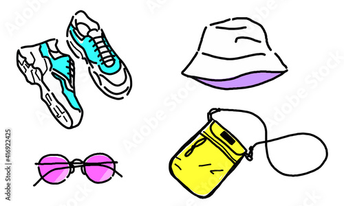 Men's fashion accessory illustration set