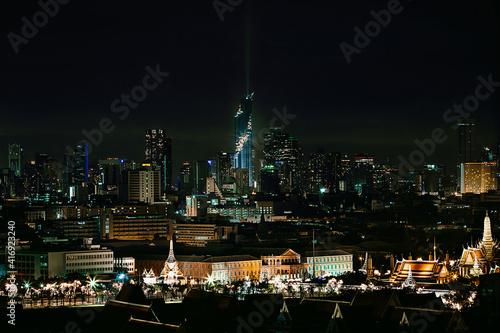 Bangkok downtown buildings at night of the modern city night background photo