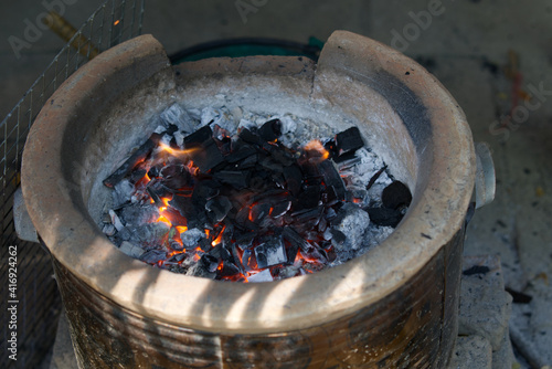 Fire in the Charcoal stove