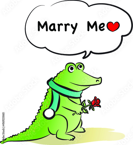 vector Cartoon crocodile say marry me