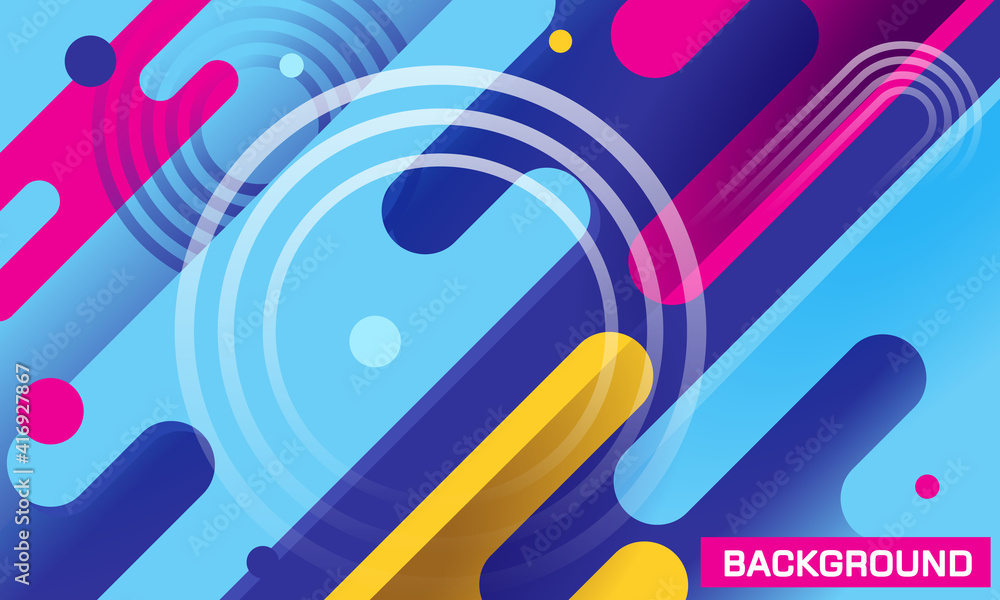 Vector background, cheerful colors. Editable banner or web backdrop  with trendy futuristic shapes.
