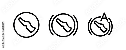 Vector icons of vehicle dashboard indicators. Such symbols include foot brake, automatic brake and clutch pedal panel. Editable line icon.