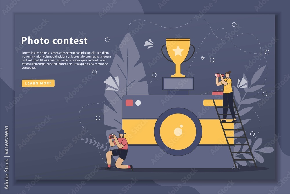 Photo contest vector illustration concept landing page. web page and ...