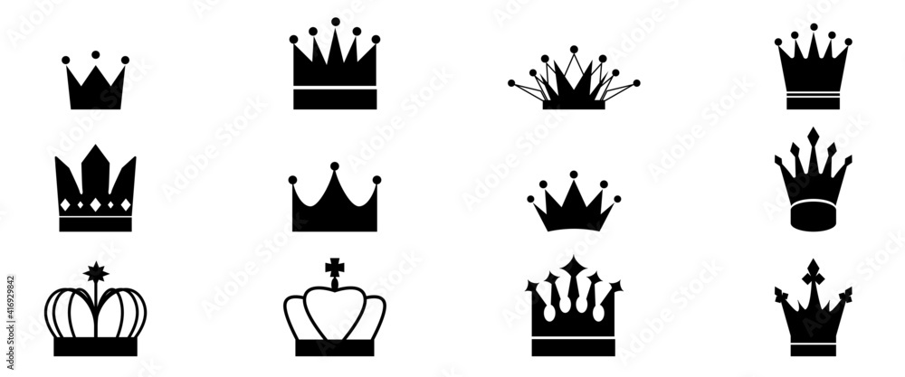 Set Of Simple Seamless Crown Icons Crown Illustrations For Web Banner Ad And Graphics Design Vector Illustration クラウンアイコン 王冠イラスト シームレスクラウンアイコンセット Stock Vector Adobe Stock