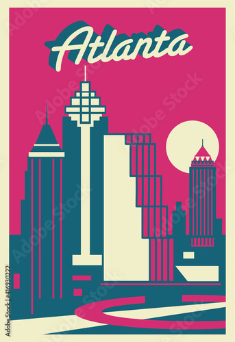 Atlanta Georgia skyline postcard