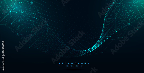 digital futuristic technology particle wave banner design