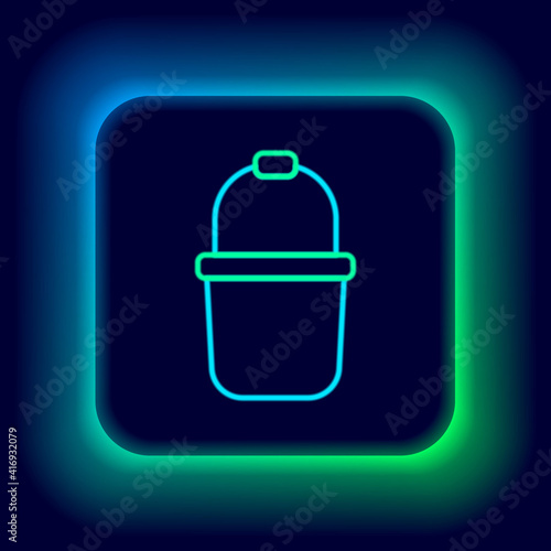 Glowing neon line Sauna bucket icon isolated on black background. Colorful outline concept. Vector.
