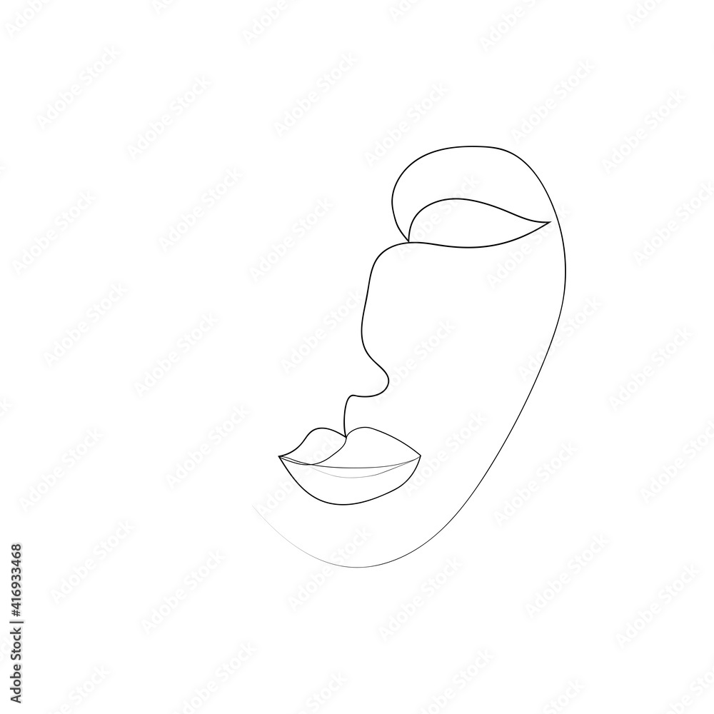 Continuous line, drawing of set faces and hairstyle, fashion concept, woman beauty minimalist, illustration Continuous line, drawing of set faces and hairstyle, fashion concept, woman beauty minimalist, illustration