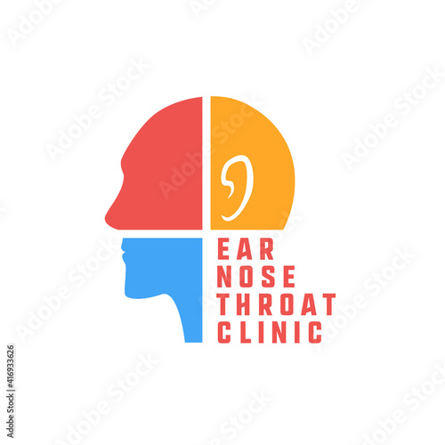 ear nose throat (ENT) logo for Otolaryngologists  clinic concept. vector illustration