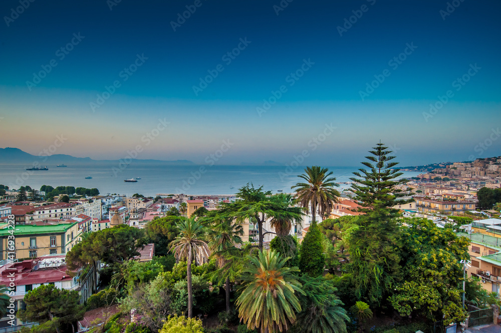 Panoramic view of Naples city and Mount Vesuvius