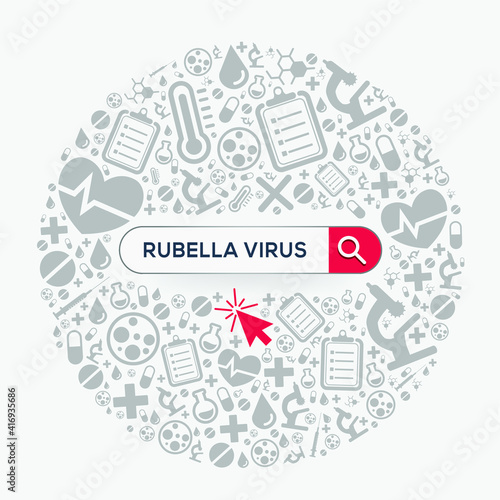 (Rubella Virus) disease written in search bar, Vector illustration