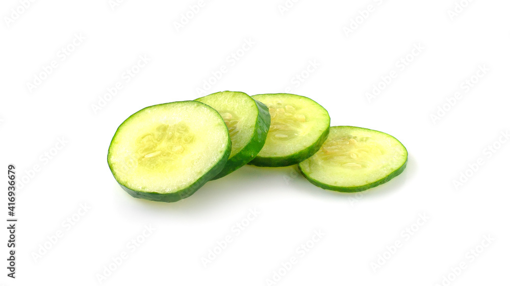 Fresh slice cucumber on white background Fresh slice cucumber on white background