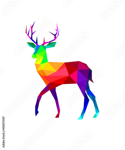 Deer polygon vector, template, icon, image, infographic, minimal, logotype, symbol, sign, poster, sticker, t-shirt graphic design.