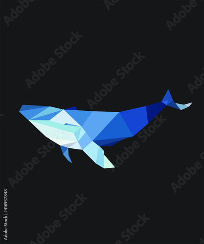 Whale polygon vector, template, icon, image, infographic, minimal, logotype, symbol, sign, poster, sticker, t-shirt graphic design.
