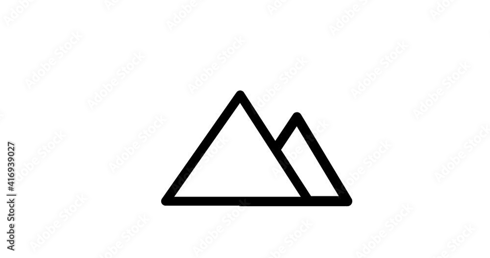 Hiking icons set, climbing a mountain in outline design Hiking icons set, climbing a mountain in outline design