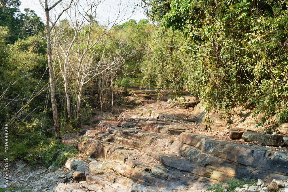 rock on waterfall without water in dry season at Thailand rock on waterfall without water in dry season at Thailand