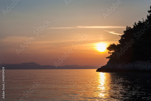 Sunrise over the Lastovo Channel  Southern Dalmatia  Croatia