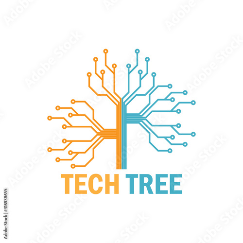 technology tree logo on white background. vector illustration