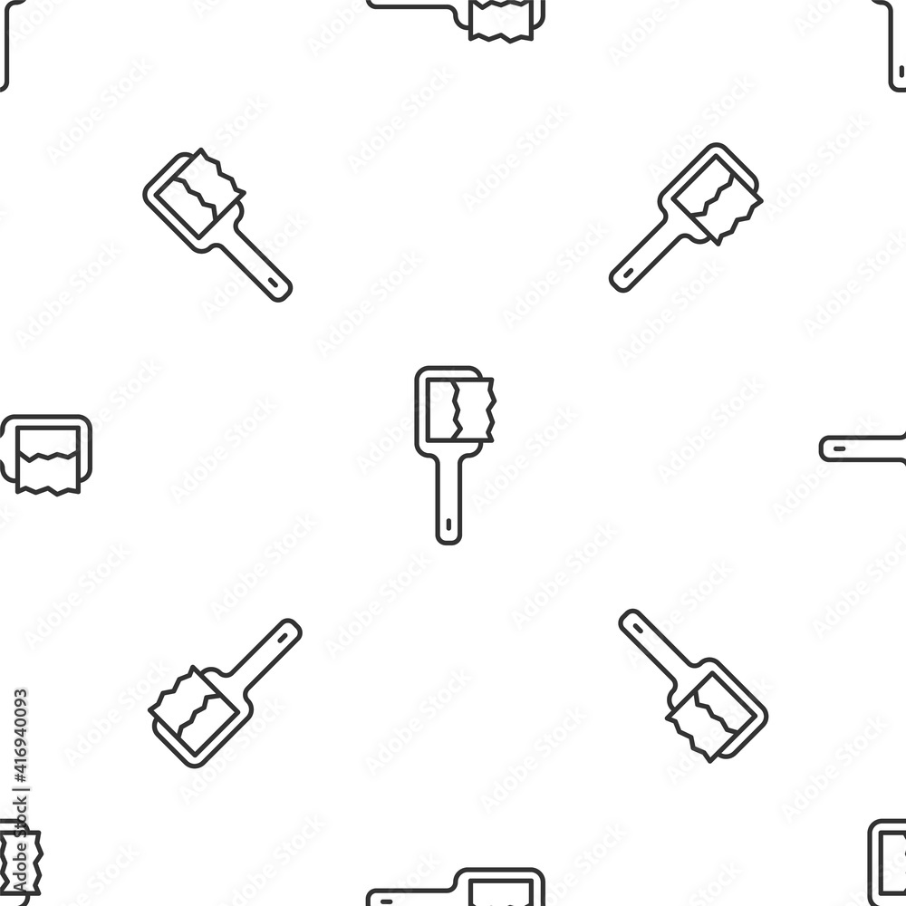 Grey line Sauna brush icon isolated seamless pattern on white background. Wooden brush with coarse bristles for washing in the bath. Anti cellulite massage. Vector. Grey line Sauna brush icon isolated seamless pattern on white background. Wooden brush with coarse bristles for washing in the bath. Anti cellulite massage. Vector.
