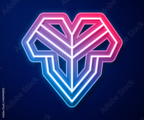 Glowing neon line Traditional mexican poncho clothing icon isolated on blue background. Vector.