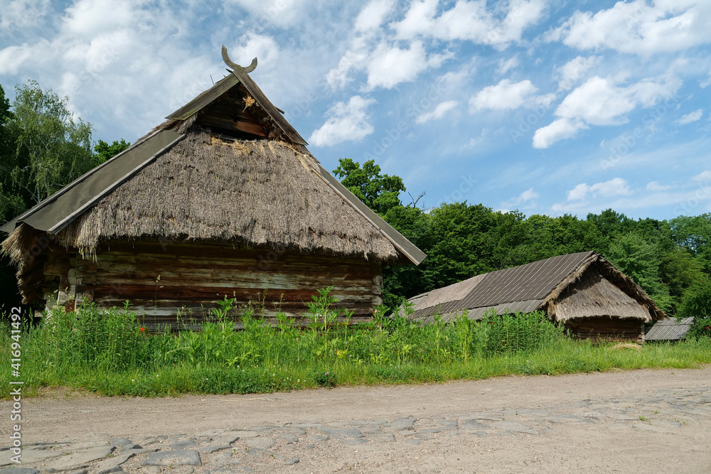 Ancient village with wooden buildings Ancient village with wooden buildings
