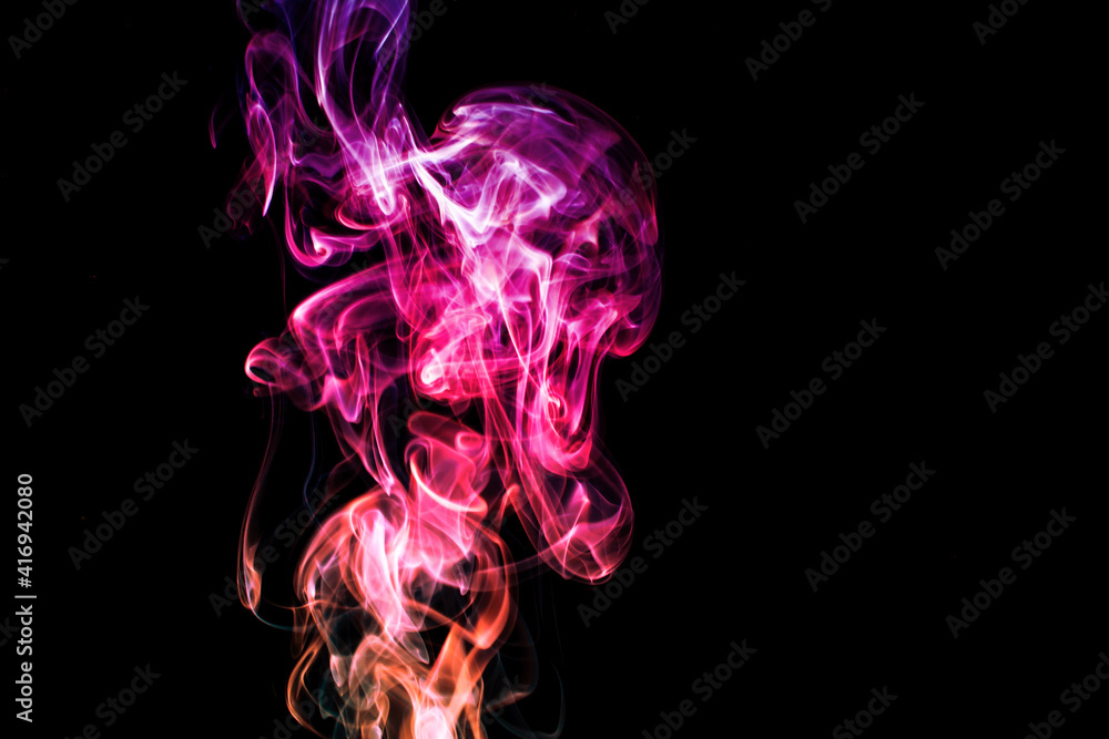 Abstract color smoke isolated on black background, with copy space Abstract color smoke isolated on black background, with copy space