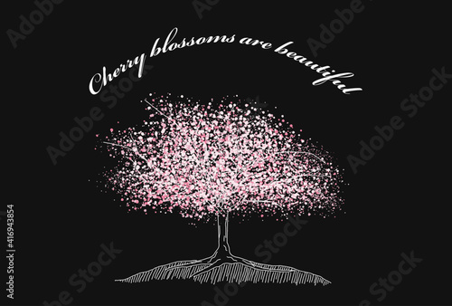 桜のチョークアート風イラスト　シンプル