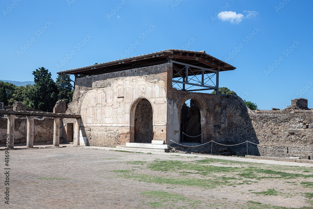 Ruins of the infamous ancient Roman city of Pompeii. Campania Region, Italy.