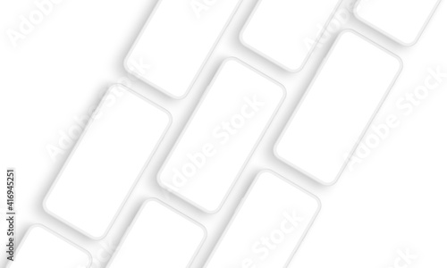Clay Mobile Phones Screens Mockups for Showing App Design, Isolated on White Background. Vector Illustration