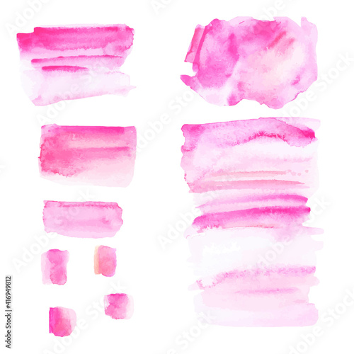 Hand drawn watercolor abstract shapes and stripes background in tender pink colors