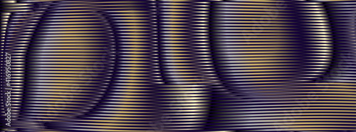 Futuristic abstract rounded forms with striped texture and moire effect.. Monochrome background saver for interior decor, walls panel, mobile apps, business card, image of blog. Vector illustration