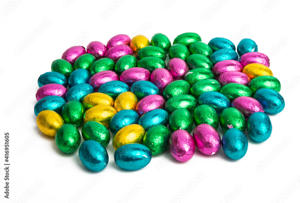 easter chocolate eggs in colored foil easter chocolate eggs in colored foil
