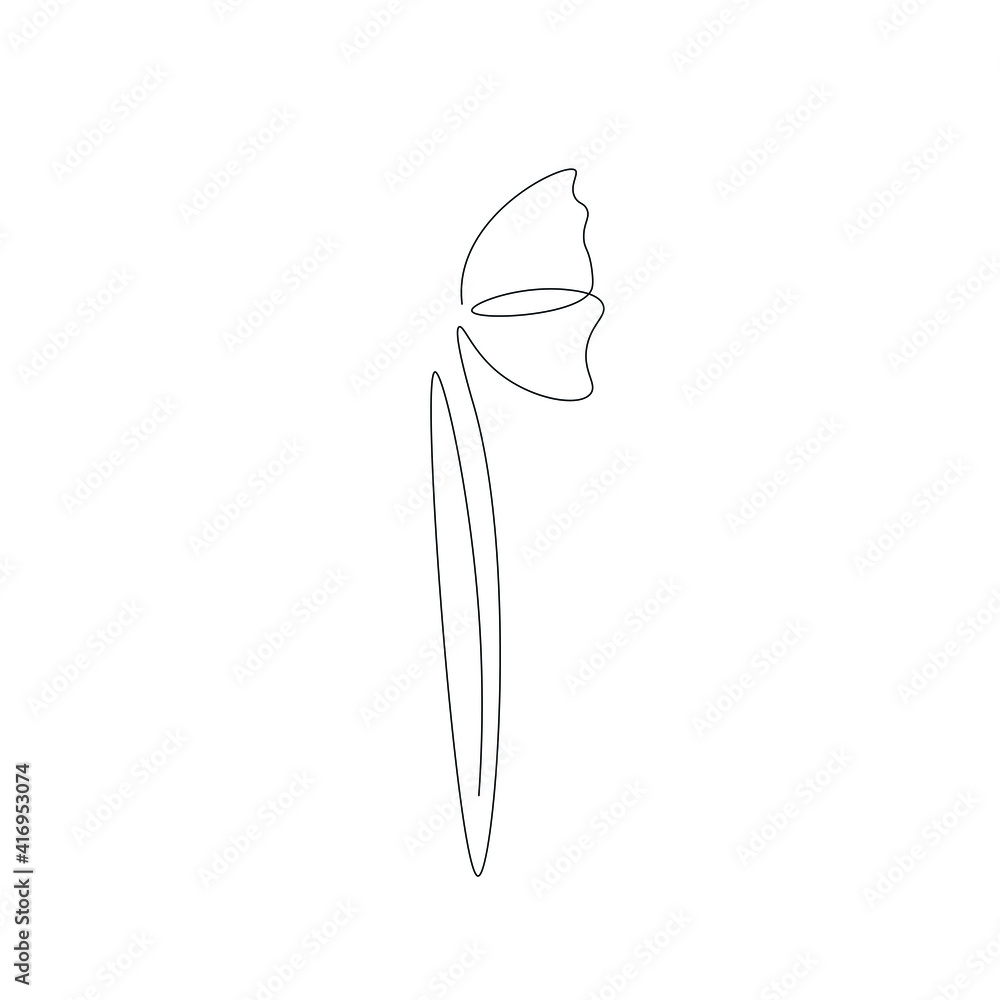 Flower silhouette line drawing, vector illustration Flower silhouette line drawing, vector illustration