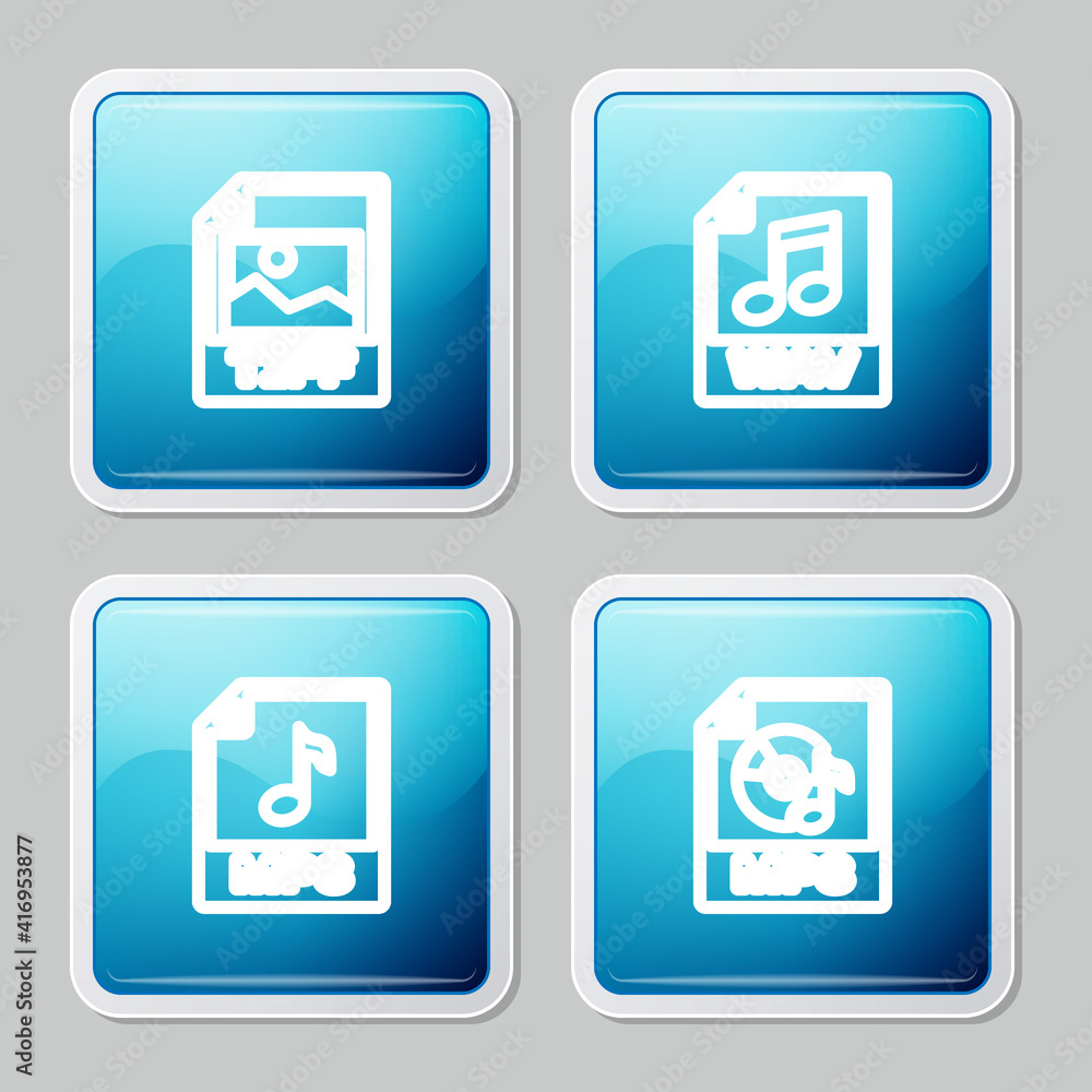 Set line TIFF file document, WAV, MP3 and icon. Vector. Set line TIFF file document, WAV, MP3 and icon. Vector.
