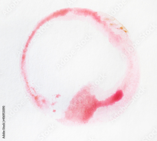 hand painted pink water colour circle on white paper