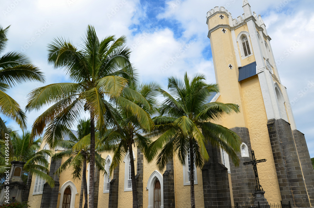 Side of the Notre Dame des Anges church in Mahébourg, Mauritius